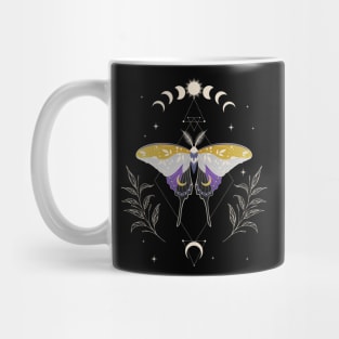 Nonbinary Luna Moth Celestial Cottagecore LGBT Pride Flag Mug